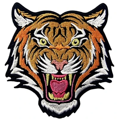 Image of The Roaring Bengal Striped Tiger Embroidered Badge Iron On Sew Patch