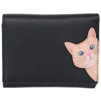 Image of Mala Leather Cleo The Cat Collection Small Purse RFID Blocking 3533_50 Black