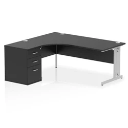 Image of Impulse 1800 LH Crescent Desk Black/Silver Cable Managed 600 DH Ped