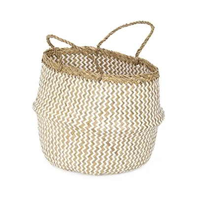 Image of Compactor Storage Basket, seagrass + paper, Brown/White, M