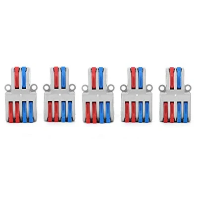 Image of 5pcs 2 In 4 Out Wire Connectors Terminal Blocks Lever Nut Fast Connection with Screw Hole for 0.08 4.0mm² Hard Wire/Soft