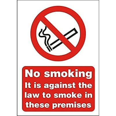 Image of Seco No Smoking It Is Against The Law to Smoke in These Premises Sign, 150mm x 200mm 2mm Prestige Acrylic with Double Sided Backing