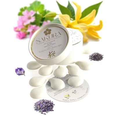 Image of Tokyo Dreamscape Luxury Wax Melts for Relaxation &amp; Sleep Strong Scented Pure Essential Oils with Geranium, French Lavender Ylang Beautiful Gift Pack of 10