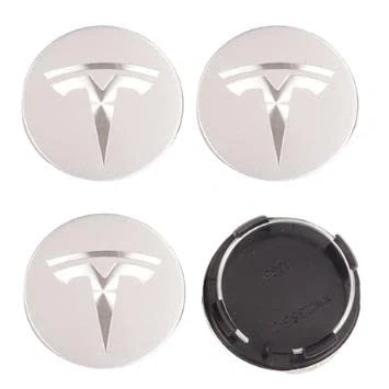 Image of 4pcs Car Wheel Center Hub Caps for Tesla Model X S 3 Y, 56 MM, ABS Hubcap Waterproof Sticker Styling Accessories, Matte Silver
