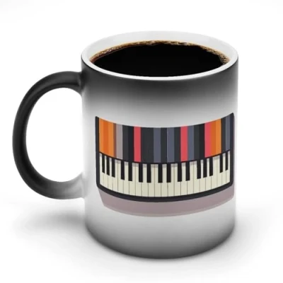 Image of Music Keyboard Player Color Changing Coffee Mugs Heat Sensitive Ceramic Mug Tea Cup Unique Gifts