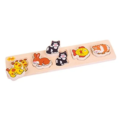 Image of Bigjigs Toys Wooden Chunky Lift and Match Pets Puzzle