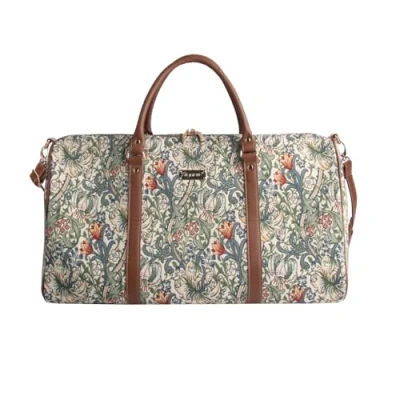 Image of Signare Tapestry Large Duffel Bag Overnight Bags Weekend for Women with William Morris Design (Golden Lily, BHOLD GLILY)