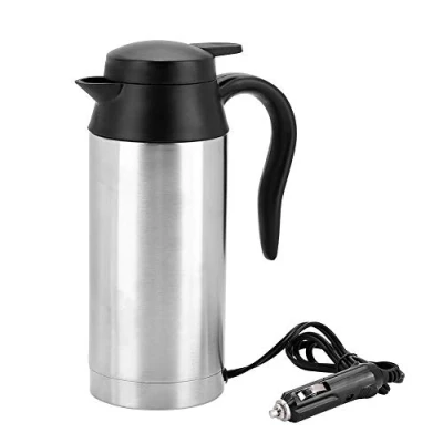 Image of Nikou Car Kettle, Portable 750ml 24V Travel Truck Kettle Water Heater Bottle, Stainless Steel Thermos Flask with Cigarette Lighter for Tea Coffee Drinking