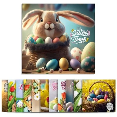 Image of Papa Prints Mum and Dad Easter Card Packs of 12 (145 x 150 mm) Greeting Cards Childrens Pack with envelopes Niece