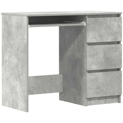 Image of vidaXL Grey Concrete Office Desk with Three Drawers Compact and Minimalist For Small Spaces, Workstations, Study corners.