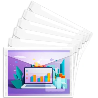 Image of Clear Plastic Wallets A4 Popper Document File Folders for Paperwork Envelopes Wallet, Pack of 6