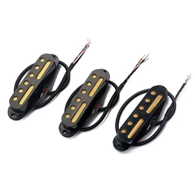 Image of Alnicov SSS Standard Single Coil Pickup Set Guitar Neck/Middle/Bridge for Strat Squier Electric Guitar, Black