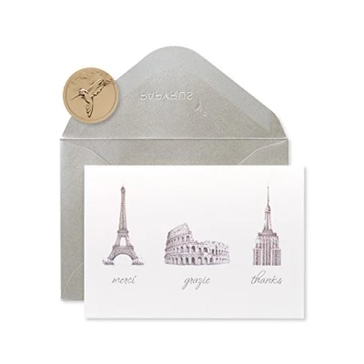 Image of Papyrus Thank You Cards with Envelopes, World Icons (14 Count)