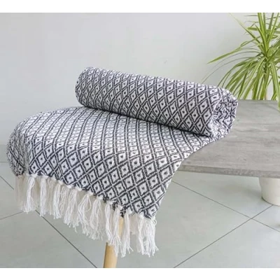 Image of Rapport Home Eden 100% Recycled Cotton Throw 178 x 254cm Charcoal