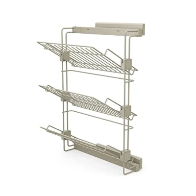 Image of Emuca Pull out side shoe rack for closets and walk in Hack, Right, Textured stone color painted, Steel