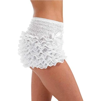 Image of Fun Shack White Frilly Skirt Women, Bloomers Fancy Dress, Ruffle Shorts, Shorts Women One Size