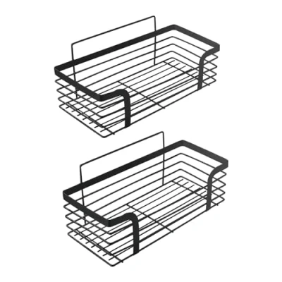 Image of Ibergrif 2 Pack Black Bathroom Shelf Organiser, Shower Caddy M34036B Rustproof, Waterproof, High Load Bearing, Easy Installation