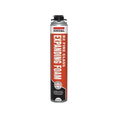 Image of Soudal Trade Expanding PU Foam B2 Fire &amp; Acoustic Gun Grade Gap Filler Polyurethane Gunfoam Can 750ml Champagne, Insulating Filling Fixing Foam, Rated One Component, Rapid Curing