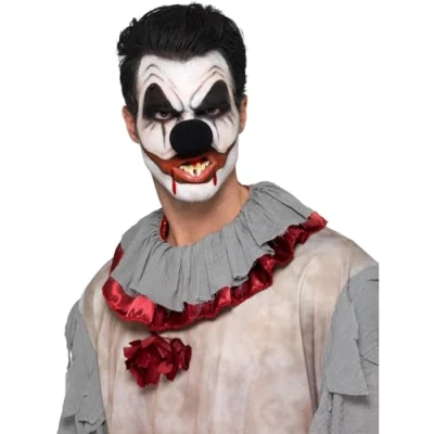 Image of Smiffys Make Up FX, Killer Clown Kit, Aqua, Multi Face Paints, Blood, Nose, Teeth &amp; Applicators, Cosmetics and Disguises Fancy Dress, Dress Disguises.