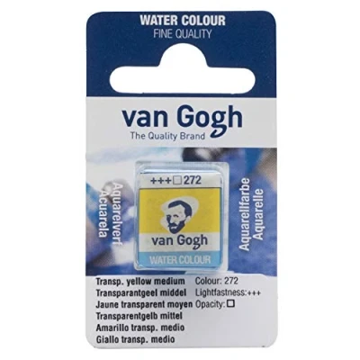 Image of Van Gogh Watercolour Paint, Half Pan, Transparent Yellow Medium 272