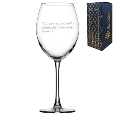 Image of Engraved Mega Pint Wine Glass, 19oz, Trial Quote, Novelty Birthday Gift, Funny Present, in The UK