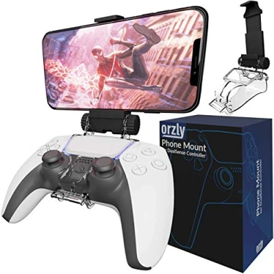 Image of Orzly PS5 Controller Mobile Gaming Clip, Dualsense Phone Mount Adjustable Holder Clamp Compatible with PlayStation 5
