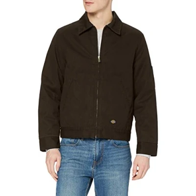 Image of Dickies Men&#039;s Lined Eisenhower Blouse Long Sleeve Jacket, Braun (Dark Brown DB), Small