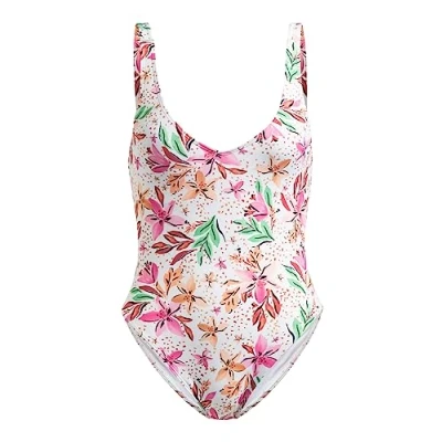 Image of Roxy Young Women Pt Beach Classics One Piece Swimsuit, White, S EU