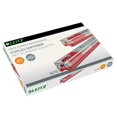 Image of Leitz 55940000 K12 Stapler Cartridge, Strong Steel, Length 12 mm, 1050 Staples, 80 Sheet Capacity Red