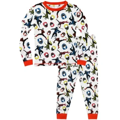 Image of Power Rangers Boys Ninja Steel Pyjamas Snuggle Fit White Age 8 to 9 Years