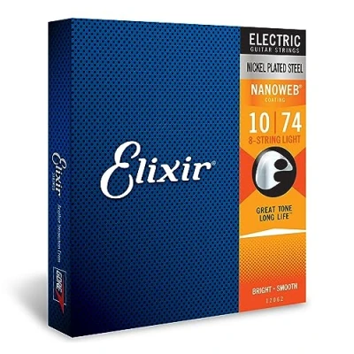 Image of Elixir Strings 8 String Electric Guitar w NANOWEB Coating, Light (.010 .074)