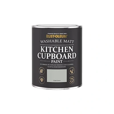Image of Rust Oleum Green Kitchen Cupboard Paint in Matt Finish Chalk 750ml