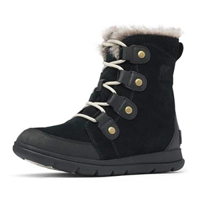 Image of SOREL Women&#039;s Winter Boots, EXPLORER JOAN, Black (Black, Dark Stone), Size: 4