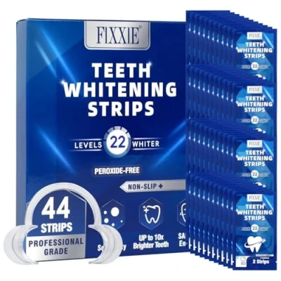 Image of Premium Teeth Whitening Strips, 44 Peroxide Free Enamel Safe Kit, Non Sensitive Whitener Formula, Mouth Opener Included