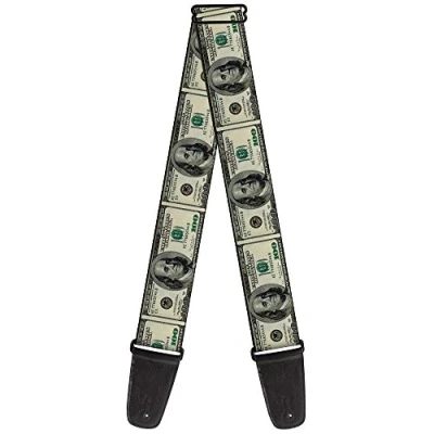 Image of Buckle Down Guitar Strap 100 Dollar Bill design