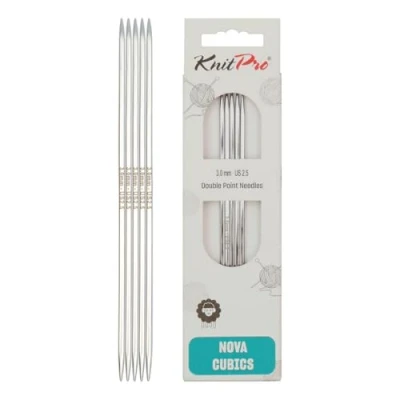 Image of KnitPro Nova Cubics Double Pointed Needles 12.5cm x 3mm Ended Knitting Pins, Set of 5, Silver