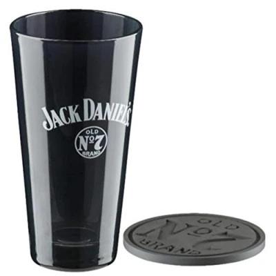 Image of Jack Daniels Old No. 7 Tall Glass Mixing Gift Set Whiskey Bar Black