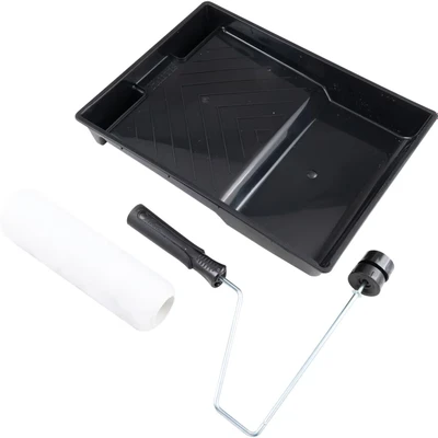 Image of Harris Essentials Walls &amp; Ceilings Paint Roller Set 9in Kit Includes: 1 x 9&quot; Tray, Frame Sleeve