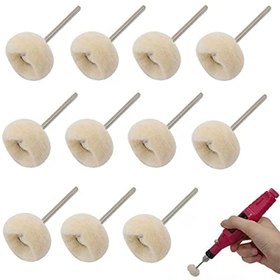 Image of 15 Pieces Soft Fine Shank Buff Wheels Wool Felt Polishing Buffing Wheel for Jewelry Metal Glass Bit