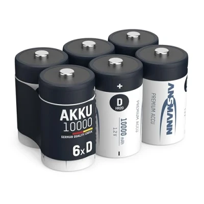 Image of ANSMANN D Size Batteries [Pack of 6] Long lasting Precharged Rechargeable Type 10000 mAh NiMH MaxE Pro Battery For Digital Cameras, Flashguns, Toys, Audio Devices and Radio Controls