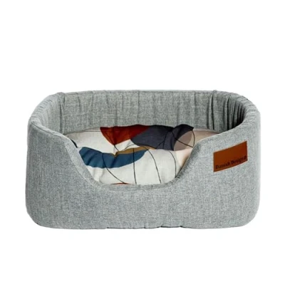 Image of Danish Design Colour Block Hypoallergenic Silver Sustainable Lux Slumber Dog/Puppy Bed 35 Inch