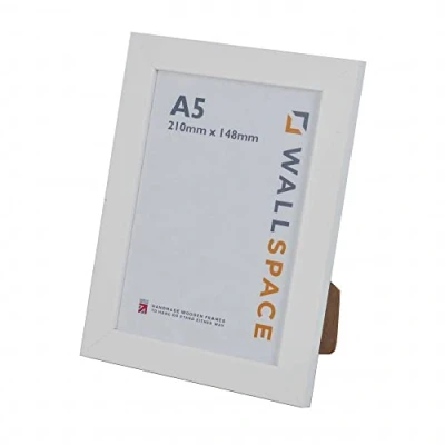 Image of Wall Space A5 White Frame Photo Natural WOOD Picture Frames All Wooden are made from SOLID and have REAL GLASS