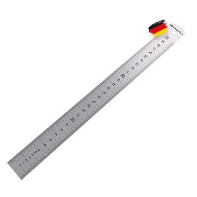 Image of BAUHELD Steel Ruler 30 cm with EG 1 Accuracy Class, Stainless Steel, Hanging Hole, Made in Germany Precision Measuring Tool for Wood, Glass, Metal, Ceramic