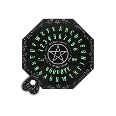Image of Black Glow In the Dark Octagon Spirit Board 1cm x 40cm (1 Pc.) Featuring Luminous Letters &amp; Numbers with Planchette Ideal for Mystical Readings Communicating World
