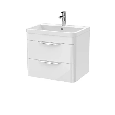 Image of Balterley Wall Hung 2 Drawer Vanity Unit with Polymarble Basin 600mm Gloss White