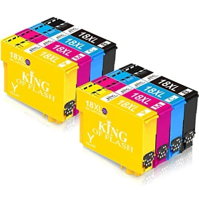Image of KING OF FLASH Replacement for Epson 18 18XL Black Ink Cartridges Compatible Expression Home XP 425 422 415 412 325 322 315 312 225 215 212 405 (2 Set)
