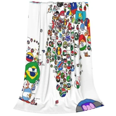 Image of Countryball Polandball World Map Throw Blanket Flannel Fleece Fuzzy 40&quot;X50&quot; Soft Cozy Lightweight for Home Decor Bed Sofa Office Bedroom Living Room Travel