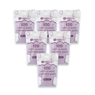 Image of CS Beauty 720 Cotton Wool Cosmetic Pads, 100% Cotton, (6 Packs of 120 Count) for Face Nails Make up Manicure