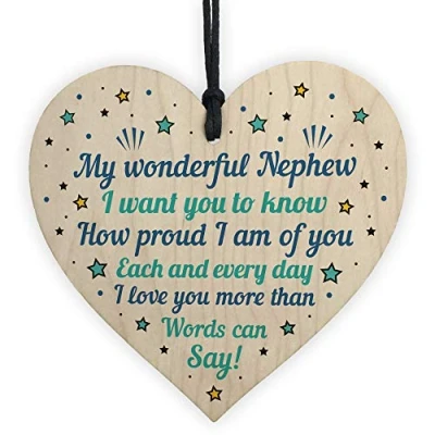 Image of RED OCEAN Gifts For Nephew Birthday Wooden Heart From Auntie Uncle