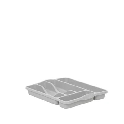 Image of Wham Casa Upcycled Soft Grey 5 Compartment Plastic Cutlery Holder Tray Drawer Organiser